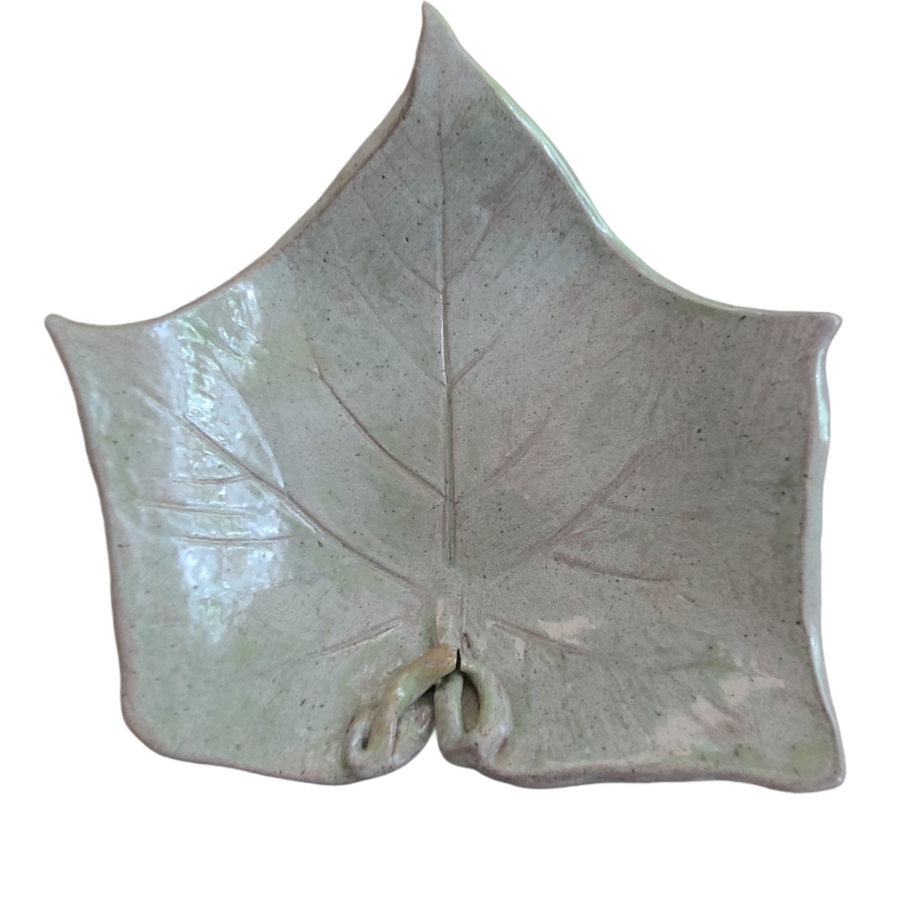 Green Leaf Pottery Dish Bowl Plate Dish Tray